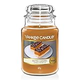Yankee Candle Duftkerze im Glas (groß), Salted Caramel, Kerze mit Langer Brenndauer bis zu 150...