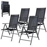 CCLIFE Gartenstühle Alu 4er Set,Gartenstuhl Hochlehner Klappbar, Balkonstühle 7-Fach Verstellbar...