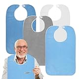 Fiyuer 4 Stück Lätzchen für Erwachsene, Senioren Mehrweg Waschbar Wasserdichte Frottee Lätzchen,...