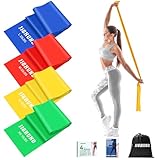 4 Stück Fitnessbänder Set, 1.5M Gymnastikband Resistance Bands in 4 Stärke Fitnessband...