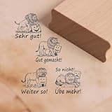 Dekolando Lehrerstempel Löwen im Set - 4 Motivstempel Löwe mit Spruch und Motiv für Schule -...