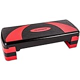 ScSPORTS Stepper/Stepbench Aerobic-Fitness-Steppbrett, schwarz rot, 3-Fach höhenverstellbar, 78 x...