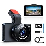 Range Tour Dashcam Auto Vorne mit 64GB SD-Karte, 3 Zoll IPS Bildschirm Auto Kamera 1080P FHD...