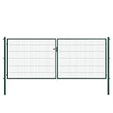 Doppeltor | extra breit, B400 x H120 cm | Grün RAL 6005 | Doppelflügeltor inkl. Torpfosten &...