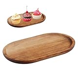 Tablett aus Akazienholz, Ovale Holz Serviertablett, Holztablett Dekorative Servierplatte für Snacks...