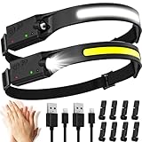 Aaizplz Stirnlampe LED Wiederaufladbar,SuperHell 2000 Lumens 5 Lichtmodi 1200mAh 230°Ultra...