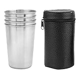 MAGT Kaffeetasse Edelstahl, 4 Stück Camping Tasse Tragbare Kaffeebecher Teetasse Leichter Becher...