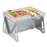 Grill Klappgrill Campinggrill, Barbecue Tragbarer BBQ Kohle Smoker Grill für Kochen Camping Wandern...