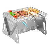 Grill Klappgrill Campinggrill, Barbecue Tragbarer BBQ Kohle Smoker Grill für Kochen Camping Wandern...