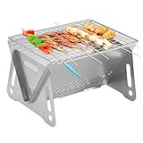 Grill Klappgrill Campinggrill, Barbecue Tragbarer BBQ Kohle Smoker Grill für Kochen Camping Wandern...