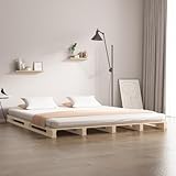 Gecheer Palettenbett Bett Massivholzbett Holzbett Holz Bettgestell 140x200 cm Massivholz Kiefer