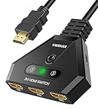 HDMI Verteiler HDMI Switch 4K, UHD HDR Automatische HDMI Splitter 3 in 1 Out, HDMI Switcher...