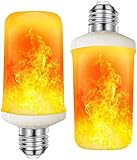 Luminea LED Flamme: 2er-Set LED-Lampen mit Flammeneffekt, 3 Beleuchtungs-Modi, E27, 2 W (Feuer LED,...