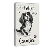 ZXRAF King Charles Spaniel Leinwandposter Schlafzimmer Dekor Landschaft Büro Zimmer Dekor Geschenk...