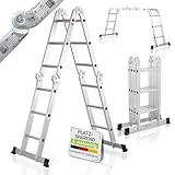 Juskys Aluminium Multifunktionsleiter 3x4 Stufen - 3,6 m Länge klappbar - Leiter 4-teilig bis 150...