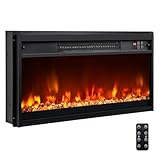 RELAX4LIFE 26' Elektrokamin mit heizung, schwebender Kamin mit LED-Ambientelicht & 3D-Flammeneffekt...