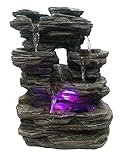 Zen’Light - Zimmerbrunnen Pietra - Steinoptik aus Kunstharz mit Bunten Lichteffekten - Moderne Zen...
