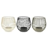 MACOSA NO62479_x3 Teelichthalter 3er Set Metall Schwarz, Weiß Grau Moderne Teelichtständer Deko...