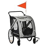 PawHut 2-in-1 Hundeanhänger & Hundebuggy, Hundefahrradanhänger Fahrradanhänger, Hundewagen mit...