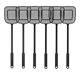 MR.SIGA Langlebige Fliegenklatsche, mückenklatsche mit langem Griff, 6 Stück, Schwarz