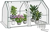 VOUNOT Gewächshaus Mini 180x90x90 cm mit 2 Rolltür, Klein Foliengewächshaus für Balkon, Garten,...