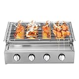 Susoso Tragbarer Grill Edelstahl Rauchfreie-Grill Mit Ölfangbehälter Und Abnehmbarer Grill Für...