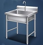 304 Edelstahl Küchenspüle mit Wasserhahn, verstellbare Beinhöhe, Einzelbecken,...