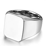 JewelryWe Schmuck Biker Edelstahl Herren-Ring, Glänzend Poliert Siegelring Quadrat Band Ring,...