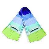 Schwimmflossen Kinder, 100% Silikon Kurzflossen, Taucherflossen Regenbogen Flossen für Kinder...