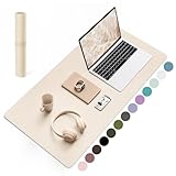 YSAGi Schreibtischunterlage, Mauspad mit Leder und Rutchfeste Wildleder, Multifunktionales Office...