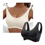 Sunnyuk 2er Pack BH Damen Ohne Bügel Push Up Seamless Komfort Sport BH Gepolstert Spitzen Bra Weich...