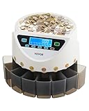 VEVOR Euro-Münzsortierer, Münzzählmaschine für 8 Arten von Euro-Münzen, Münzzählautomat für...