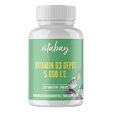 Vitabay Vitamin D3 Depot 5000 I.E. • 120 vegane Tabletten • Hochdosiert • Bioverfügbar •...