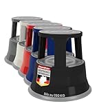 Floordirekt Rollhocker, Tritthocker, Elefantenfuß - Hocker aus Stahl bis 150kg Tragkraft für Büro...