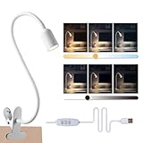 da LIGHT Leselampe Bett Klemme, LED Schreibtischlampe Klemmbar mit 3 Farbtemperaturen, Dimmbare...