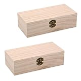 QKNOSM 2 Stück Holzkiste mit Deckel, 20x10x6cm Erinnerungsbox Holzbox mit Metall-Klappverschluss...