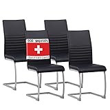 ALBATROS Freischwinger Stuhl Murano 4er Set, Schwarz - Esszimmerstuhl Schwingstuhl mit Modernem...