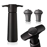 Vacu Vin Weinpumpe - Schwarz - Vakuum Weinverschluss - 1 Pumpe 2 Stopper - Hält Wein Bis zu 10 Tage...