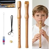 AEMCHDM Sopran Blockflöte Holz, 32CM Abnehmbarer Deutscher Alt-Ahorn-Blockflöten, 8 Löcher...