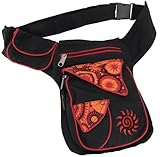 GURU SHOP Stoff Sidebag & Gürteltasche, Goa Hüfttasche, Bauchtasche mit Stickerei Sonne -...