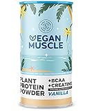 Vegan Muscle® Protein Shake - Vanille - Pflanzliches Proteinpulver mit 21g Eiweiß, BCAA und...