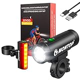 MONTOP StVZO Zugelassen Fahrradlicht Set USB Akku, LED Fahrradbeleuchtung Fahrradlampe, Bike Light...