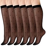 FdcLixuvol 3 Paar 15 Den Kniestrümpfe Damen, Feinstrümpfe Transparent Schwarz Dot, Reißfest...