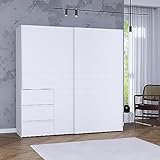 FORTE WINN 2 Schrank, weißer Kleiderschrank, Schlafzimmerschrank, Schwebetürenschrank Weiß mit...