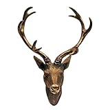 LINDER EXCLUSIV Hirschgeweih Hirschkopf Geweih 10-Ender in Bronze-Optik 15 x 30 cm, Figur Skulptur...