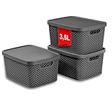 astor24 PREMIUM 3er XXL Set Aufbewahrungsbox Korb mit Deckel Organizer Ideal für Büro,...