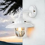 Licht-Erlebnisse Wandlampe außen Messing Glas E27 IP64 B: 30 cm Weiß Maritim Außenleuchte...