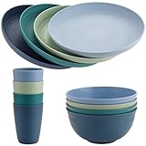 FUNYKICH 12 Teiliges Camping Geschirr Set 4 Personen,Leicht & Unzerbrechlich & Stapelbar...