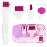 LOPHE Derma roller, 6 in 1 Microneedling Derma Roller für Körper und Gesichtspflege, Micronadeln...