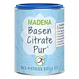 MADENA BasenCitrate Pur, Basenpulver 216g, organische Basen, vegan, Viel Magnesiumcitrat, Zink,...